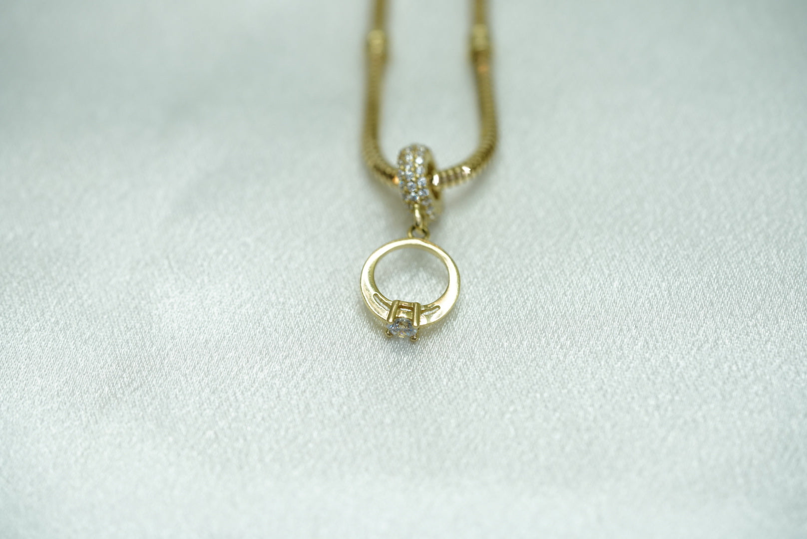 14k Crystal Ring Charm