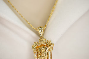 10k Set or Single Diamond Cut Chain and Virgin Pendant Solid