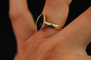 14k Blue Crystal Oval Ring