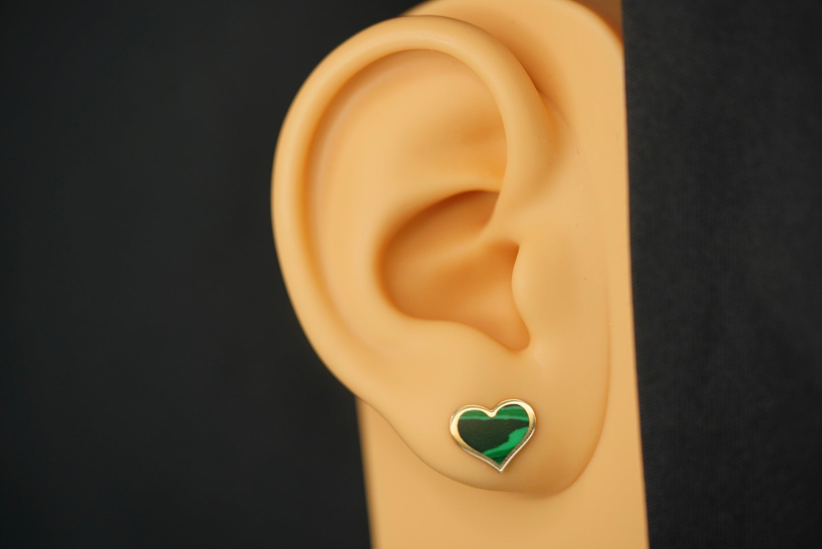 14k Green Heart Stud Earring