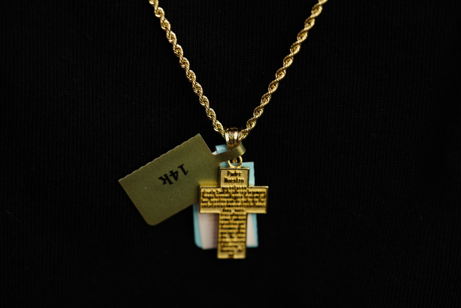 14k Rope Chain with Cross Pendant