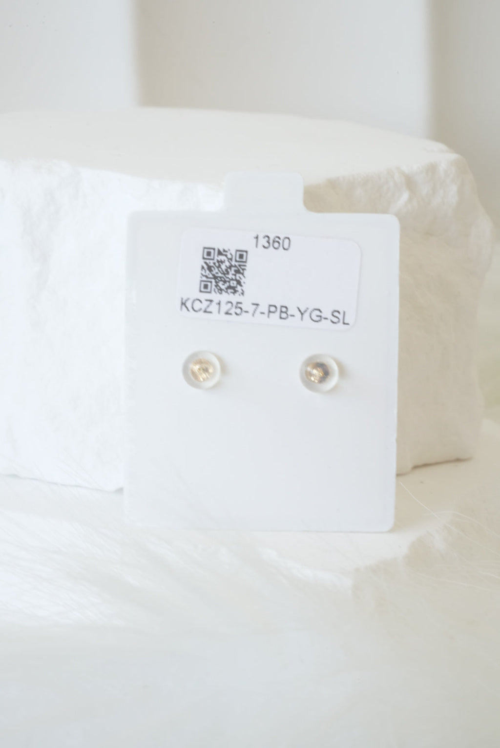14k Baby Earrings - Square Stone