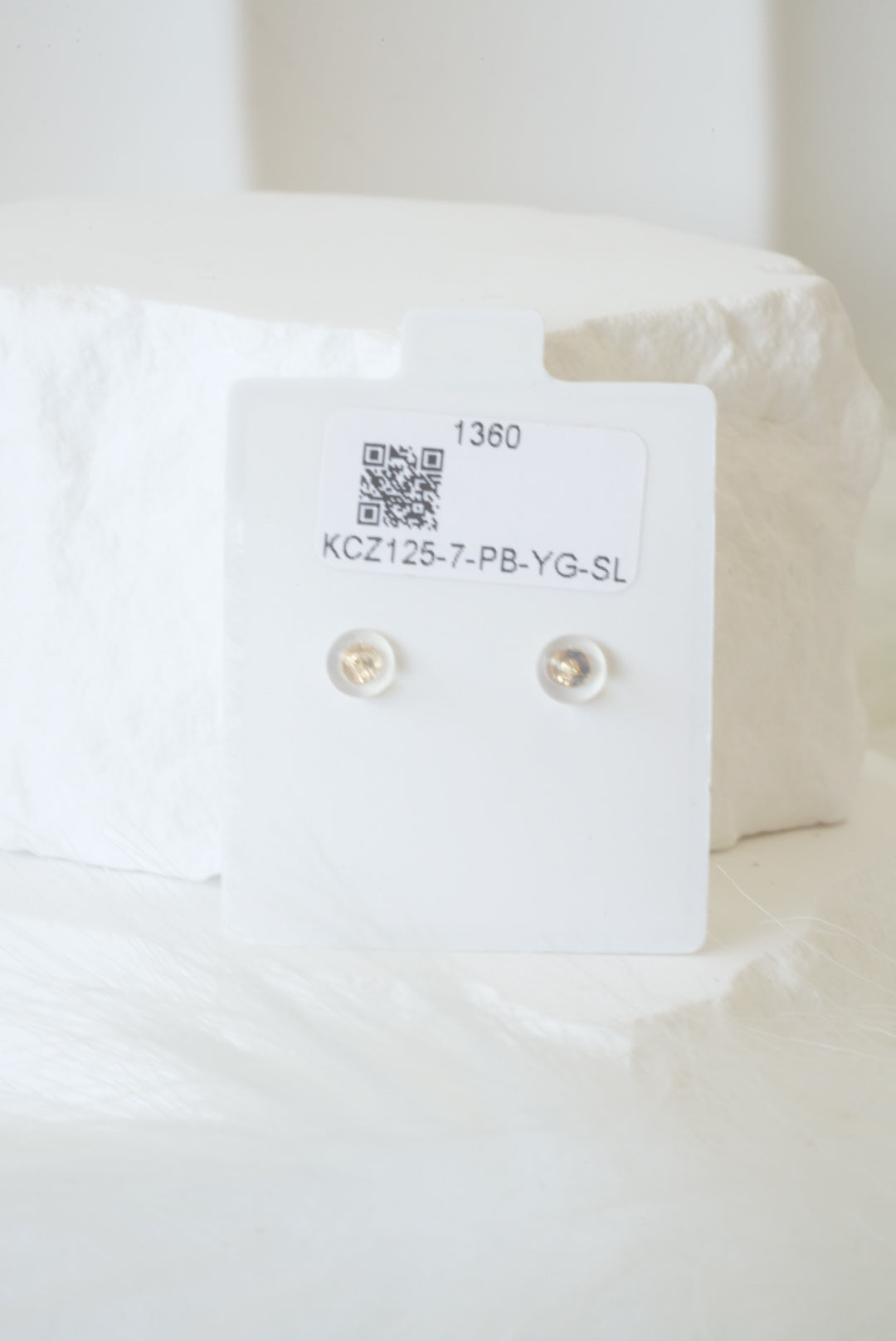 14k Baby Earrings - Square Stone