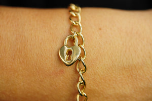 14k Lock Heart Bracelet