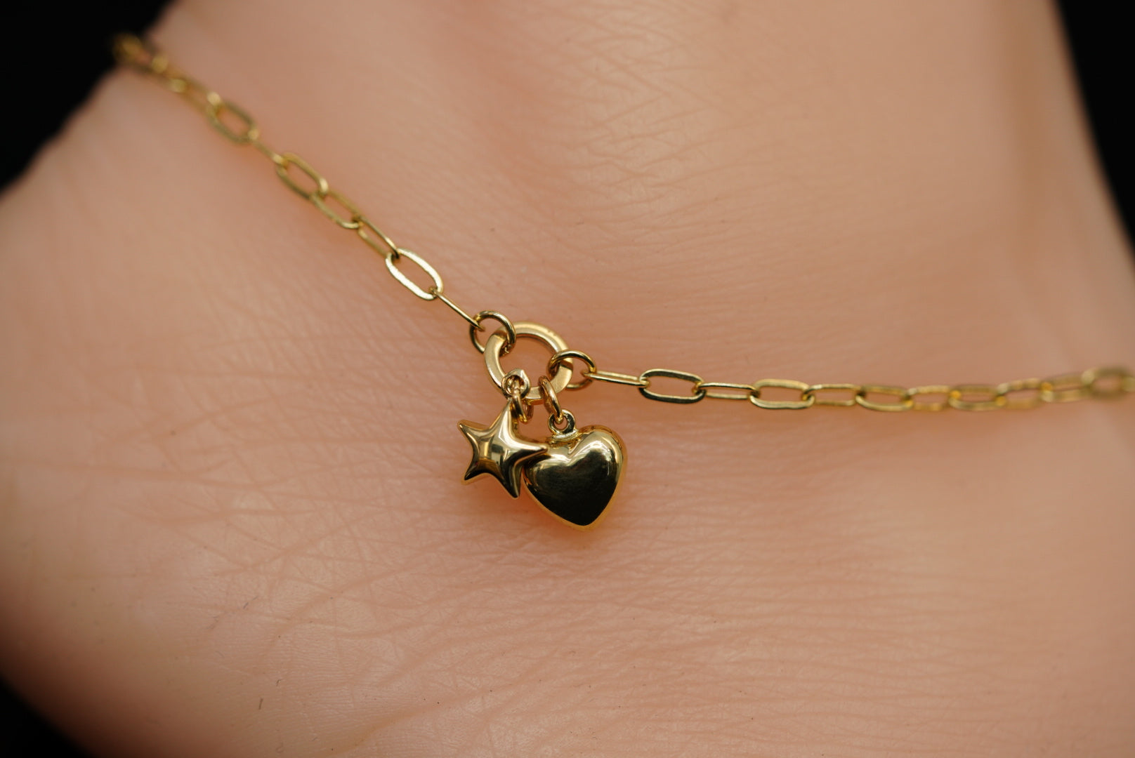 14k Heart & Star Anklet