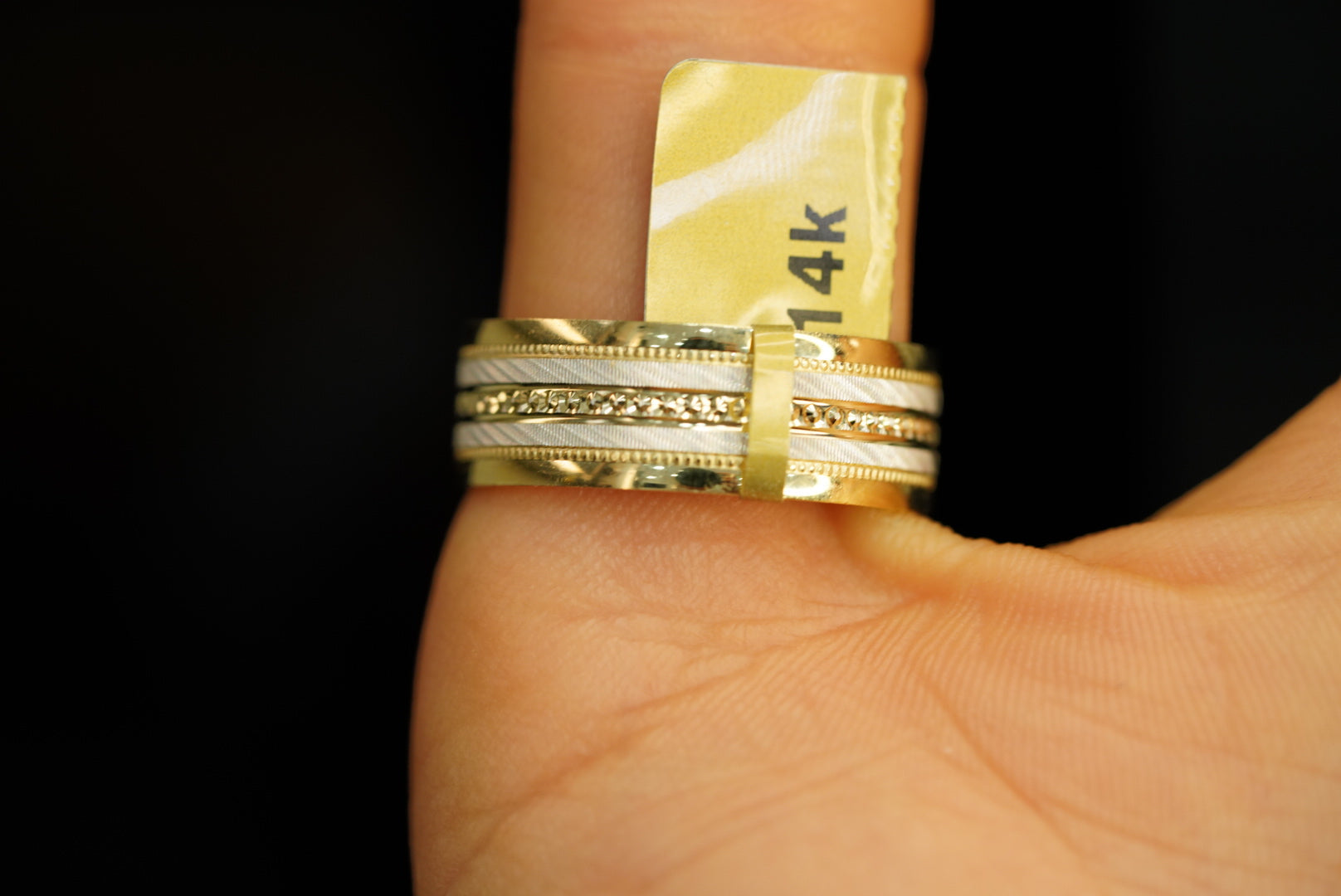 14k Two Gold Abstract Design Band Ring