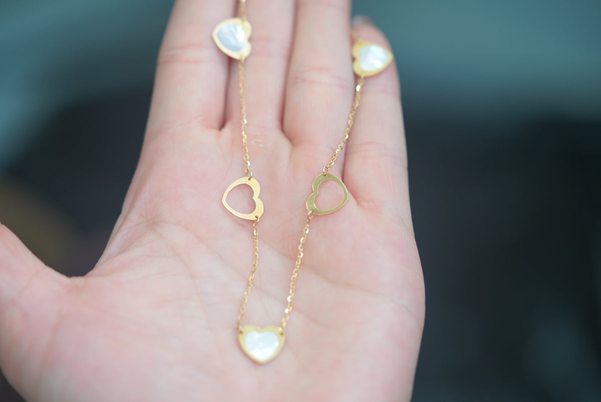 14k Women’s Necklace - Open Hearts