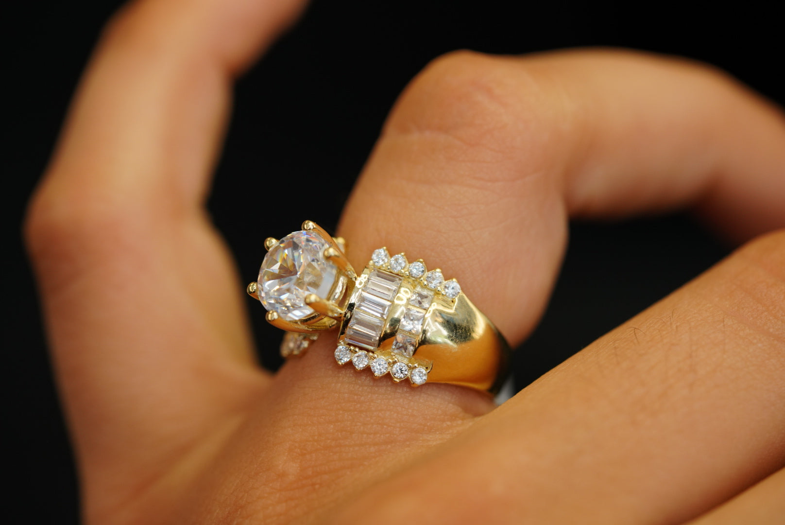 14k Crystals Engagement Ring