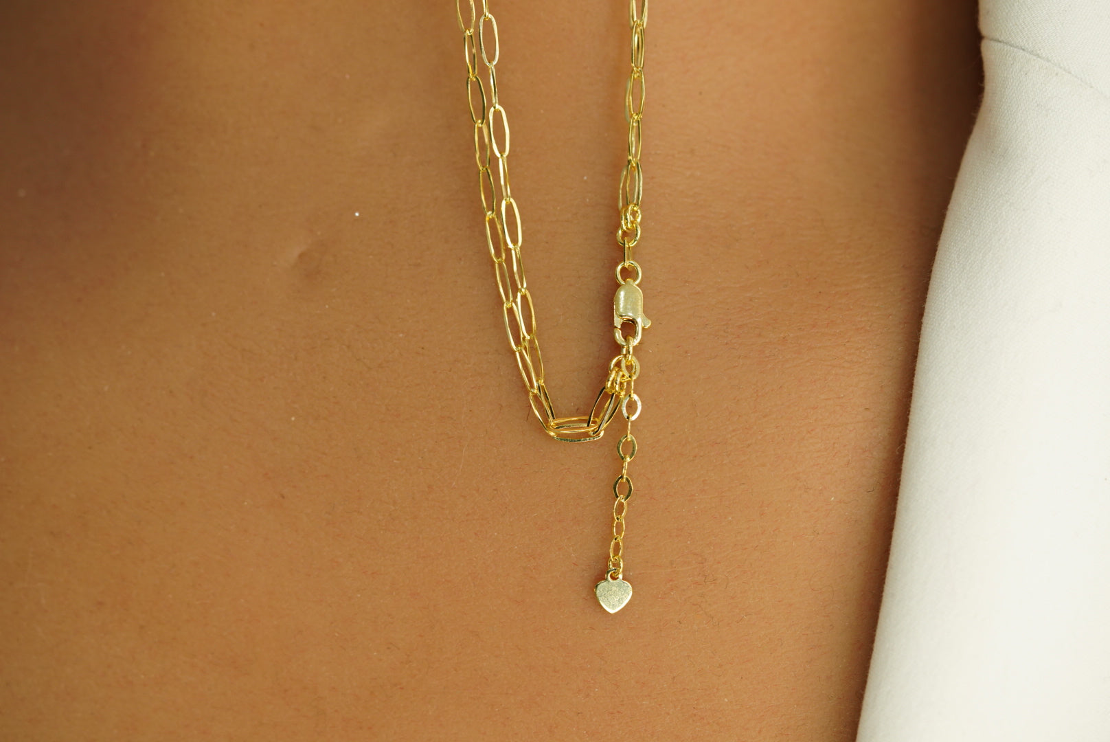 14k Double Clip with Pendants Necklace