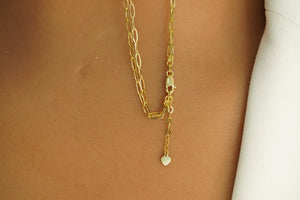 14k Double Clip with Pendants Necklace