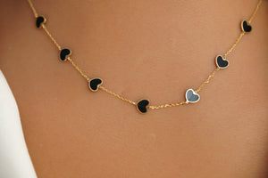 14k Black Hearts Necklace & Earrings Set