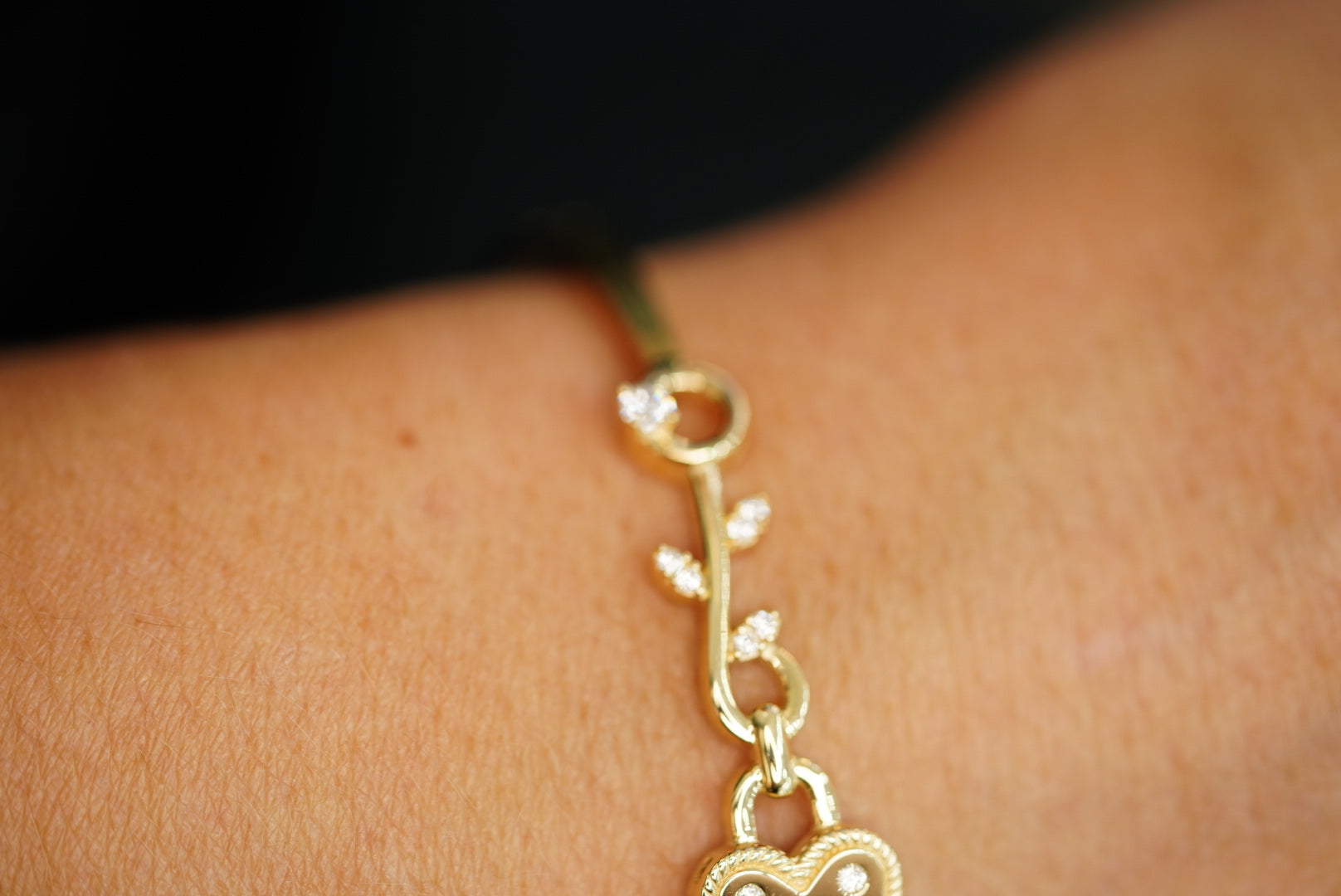 14k Heart Love Bangle Bracelet