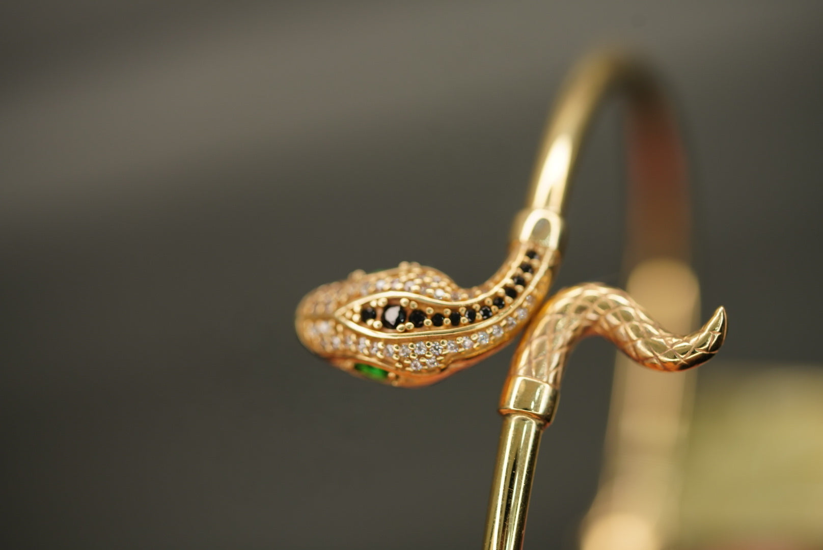 14k Snake Head and Tale Bangle Bracelet