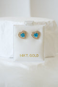 14k Earrings - Blue Heart