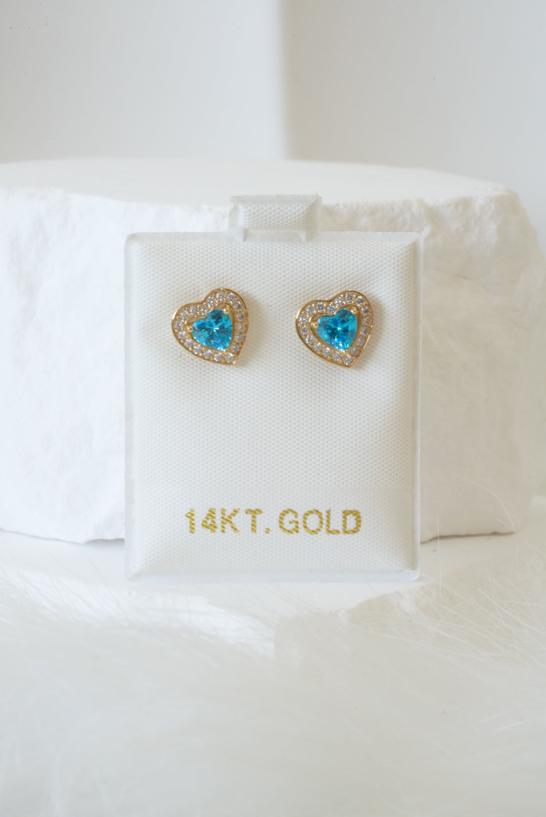 14k Earrings - Blue Heart