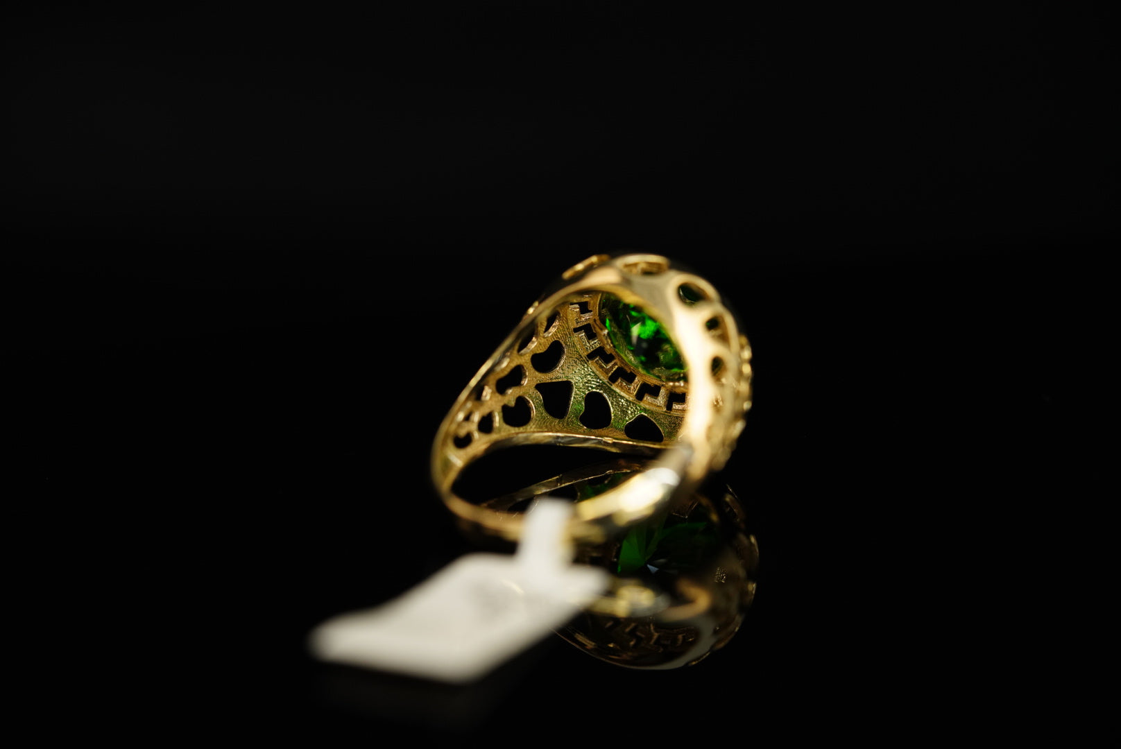 10k Green Crystal Abstract Ring New