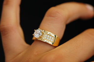 14k Thick Crystals Engagement Ring