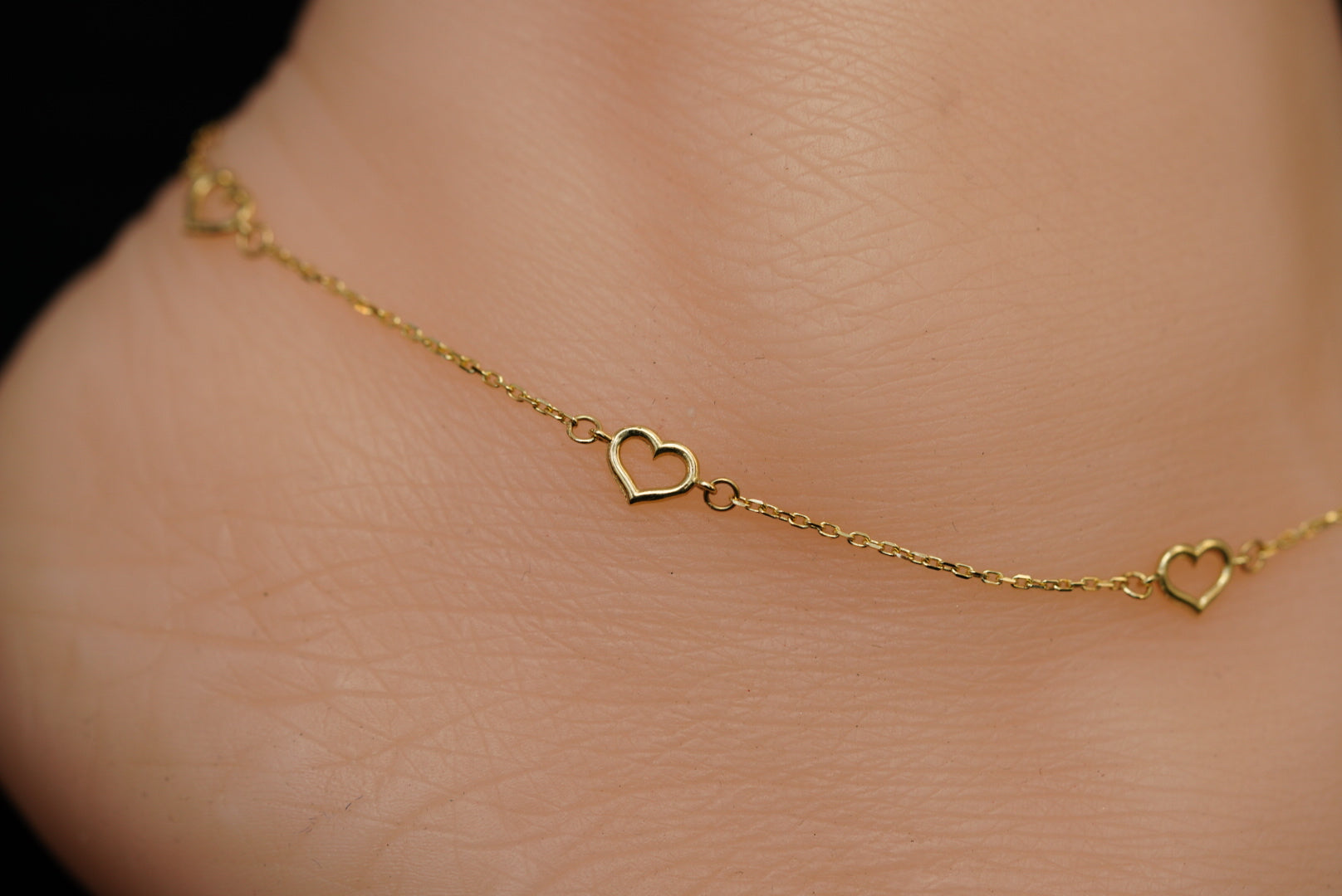 14k Hearts Anklet