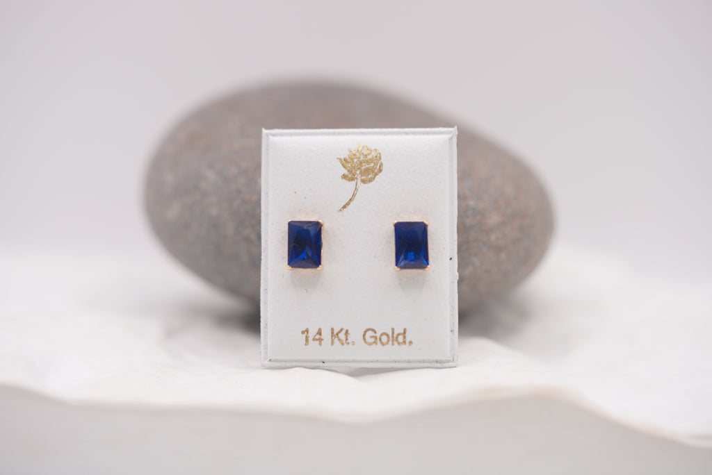 14k Earrings - Blue Stone