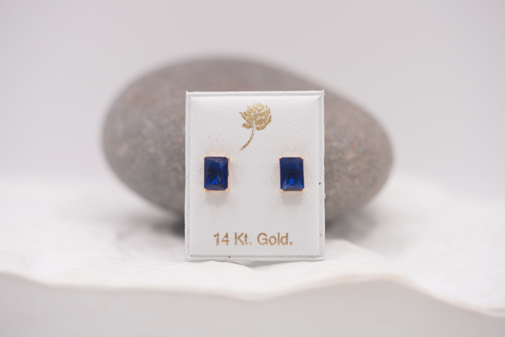14k Earrings - Blue Stone