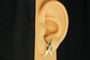 14k Two Gold X Clip Earrings