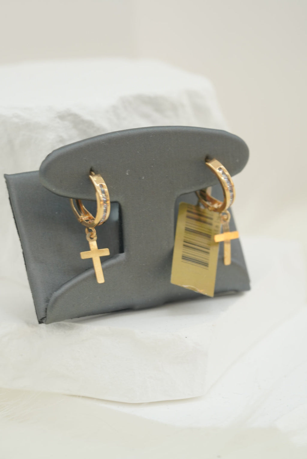14k Hoops - Crystal & Cross