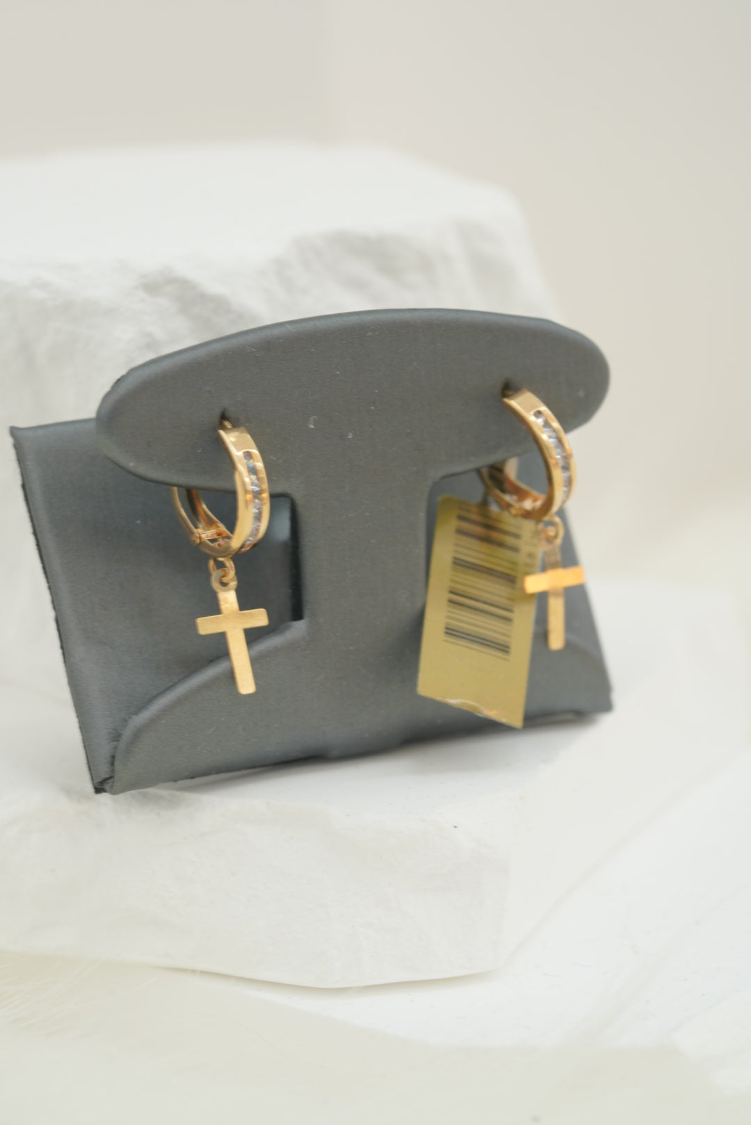 14k Hoops - Crystal & Cross