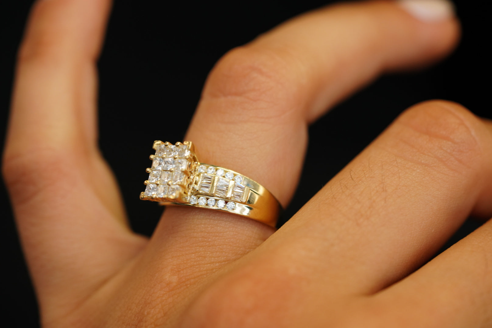 10k Rectangle Crystals Engagement Ring