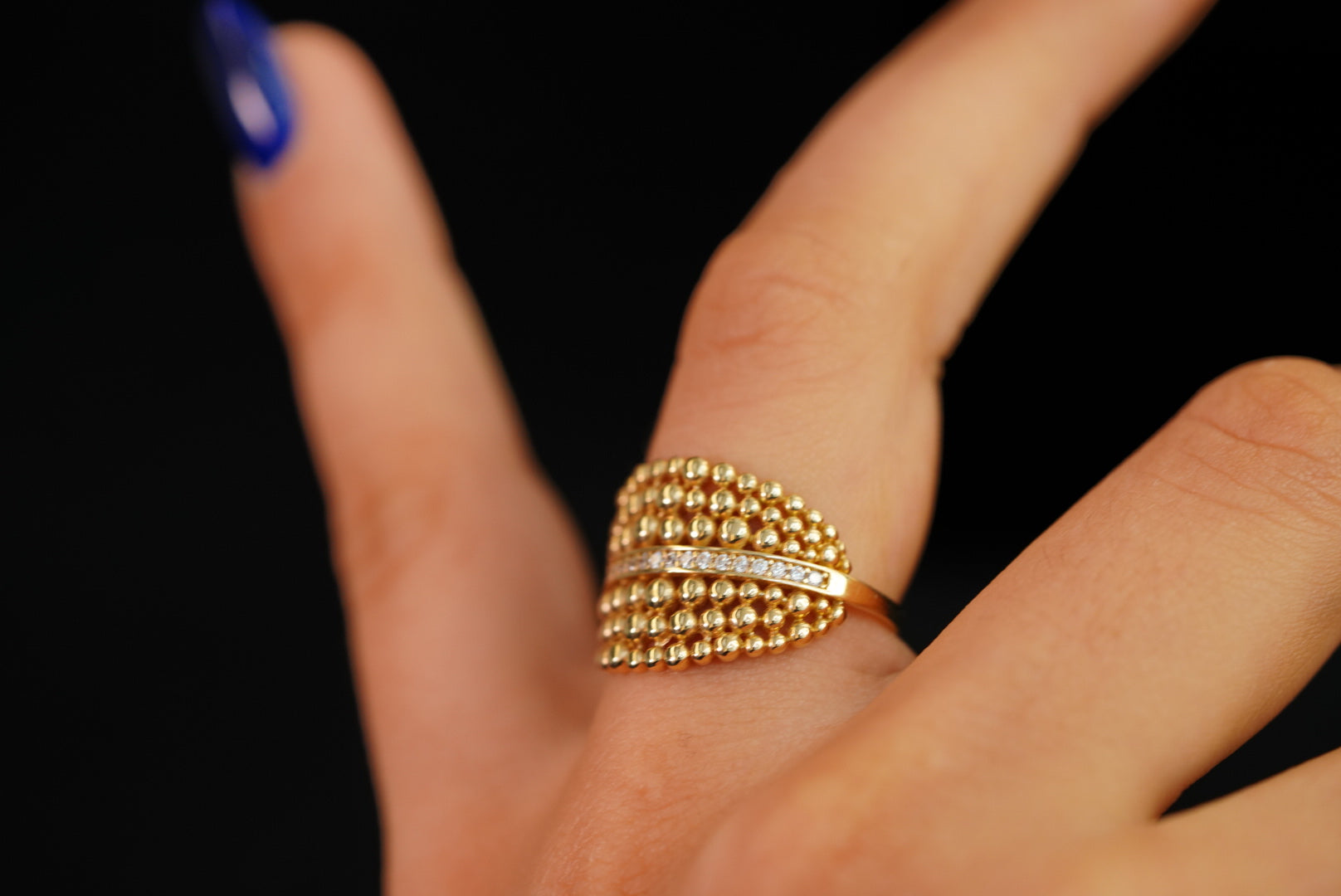 14k Balls Crystal Ring