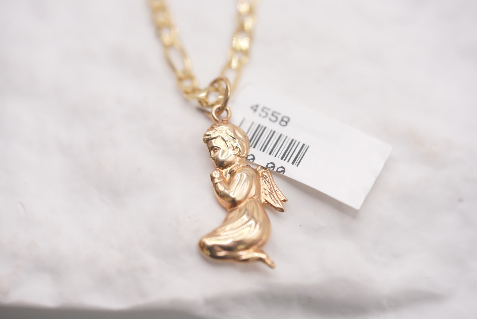 14k Figaro Chain with Pendant - Bedtime Prayer