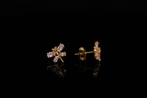 14k Pink Crystal Dragonfly Stud Earrings