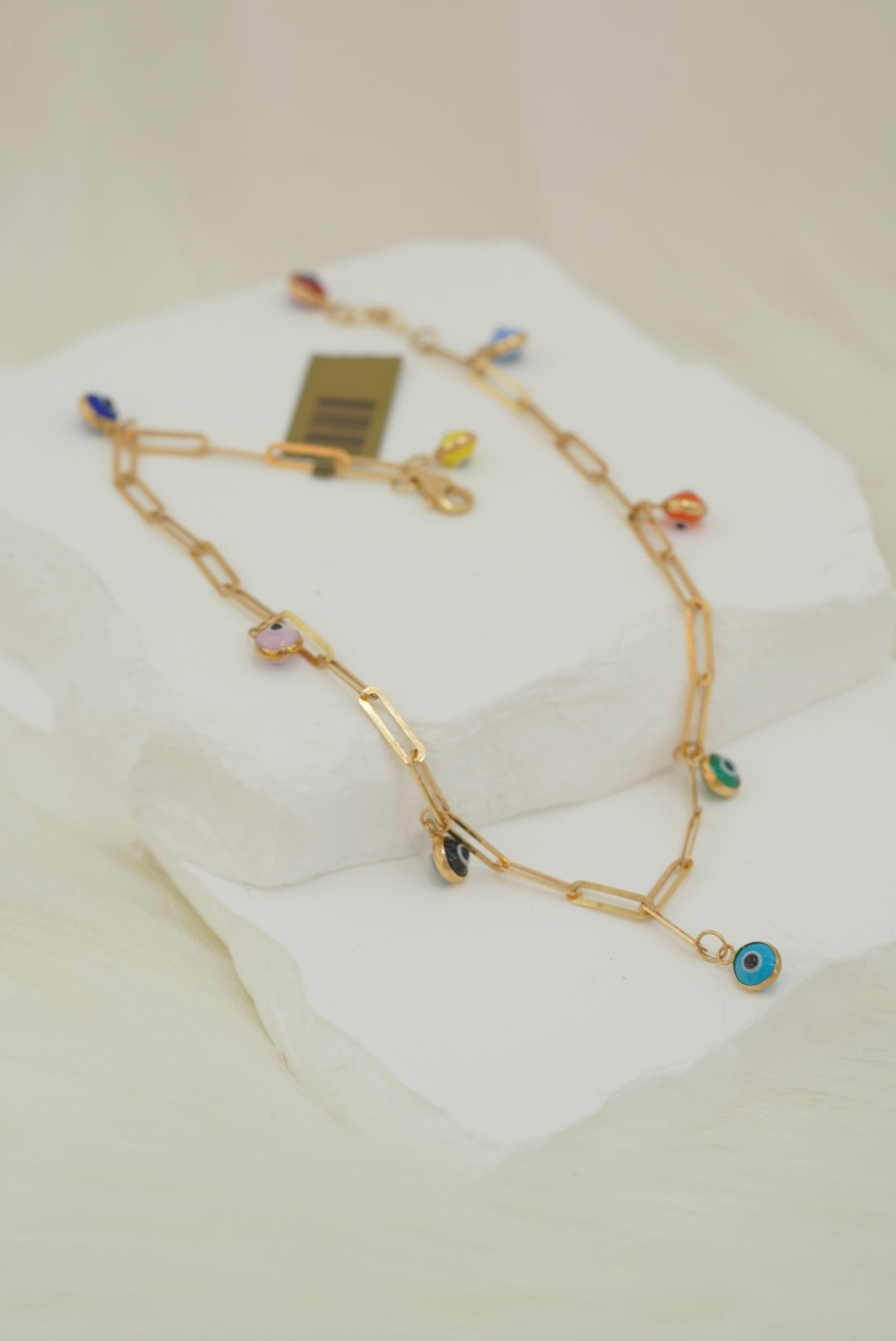 14k Anklet - Evil Eye Colorful