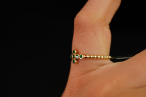 14k Green Crystal Cross Ring