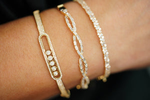 14k Crystal Bonding Bangle Bracelet