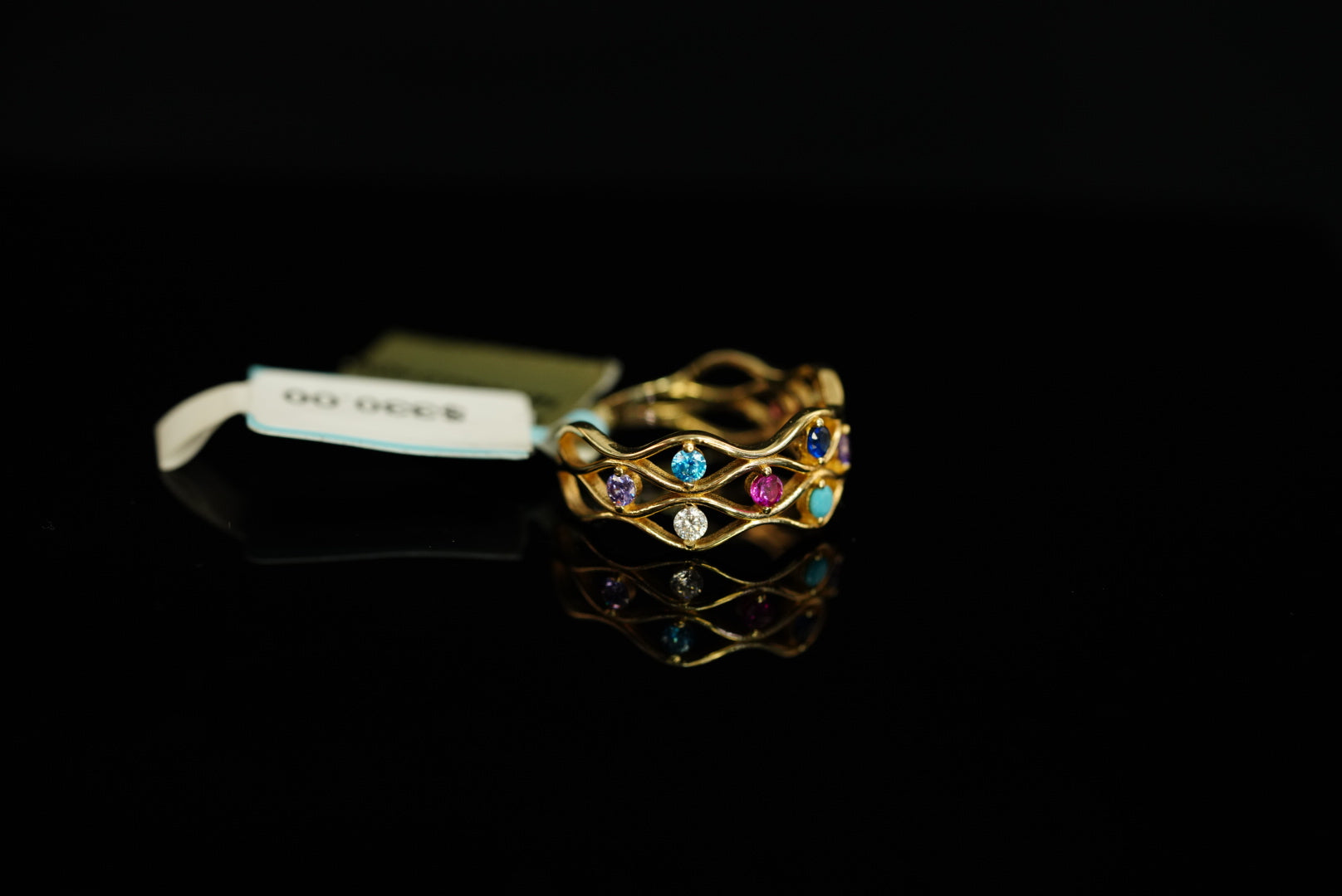 14k Colorful Lines Ring