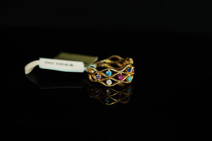 14k Colorful Lines Ring