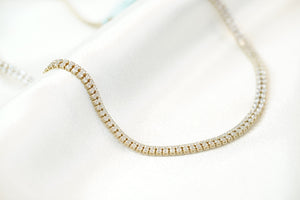 10k Two Lines Crystal Tennis Necklace