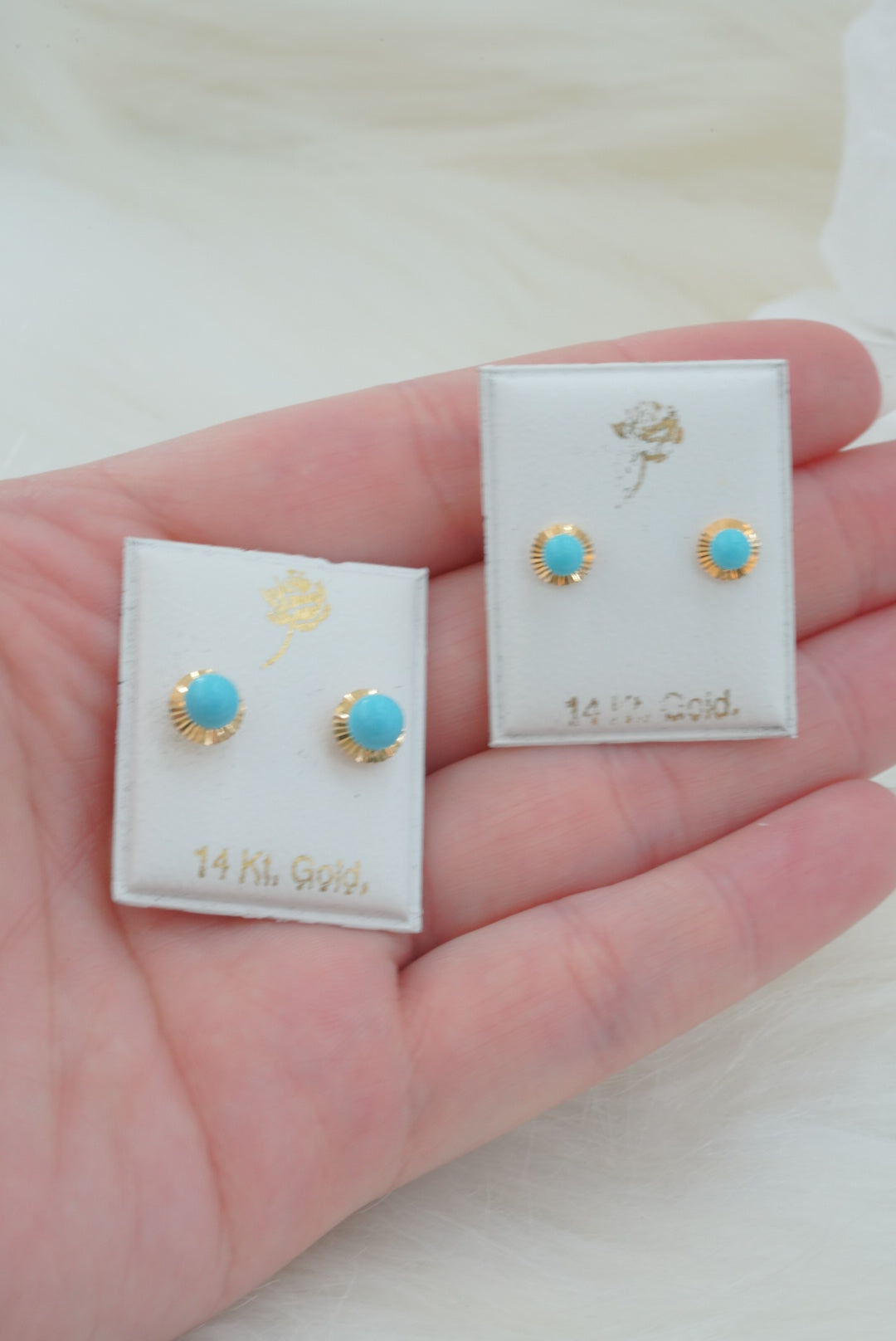 14k Baby Earrings - Unique Blue