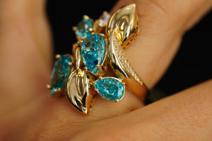 14k Aqua Crystal Ring