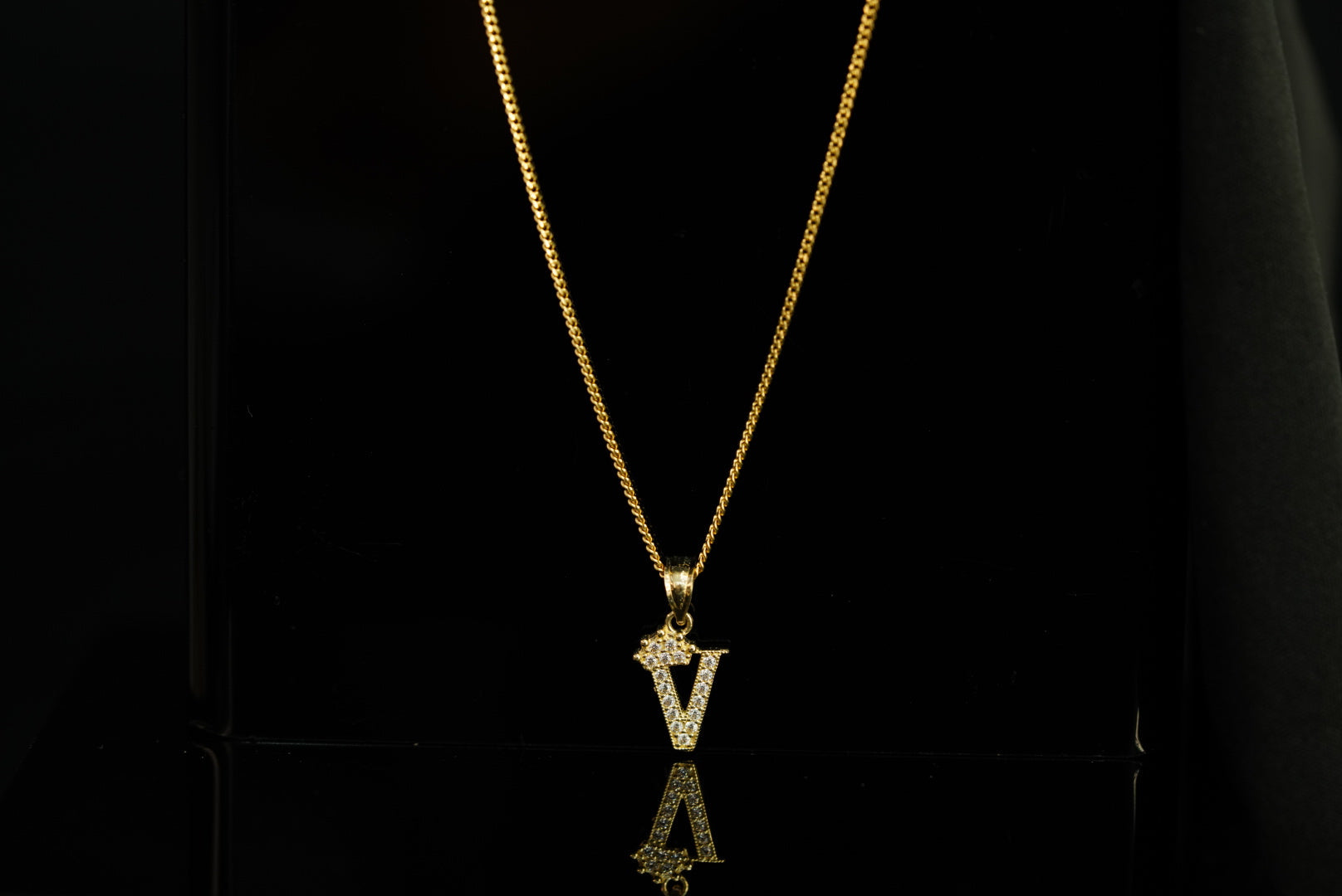 14k Initial Crystal Crown Pendant