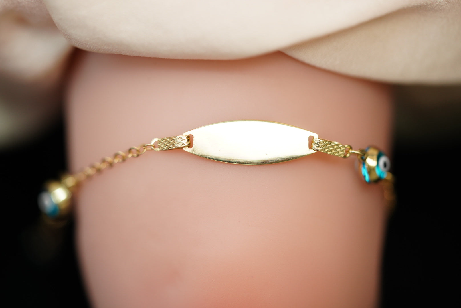 14k ID Bracelet with Two Eye