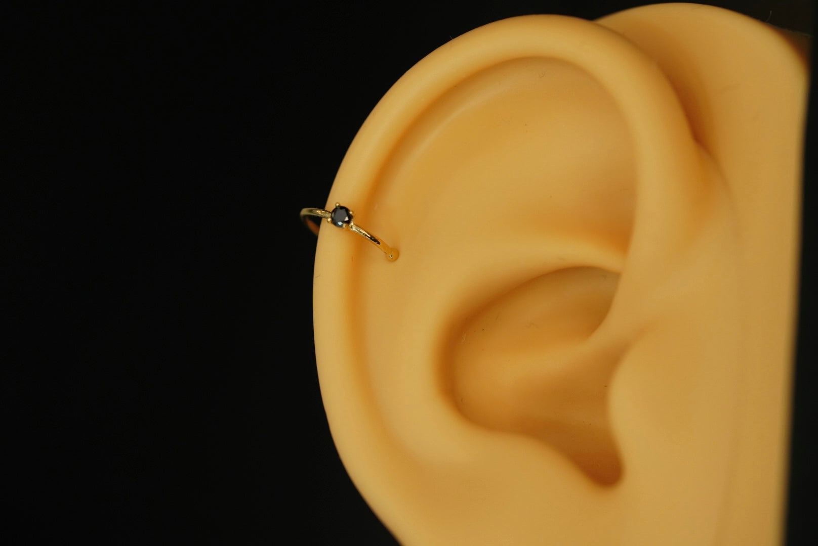 14k Black Crystal Earcuff