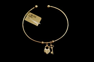 14k Lock and Key Charms Bangle Bracelet