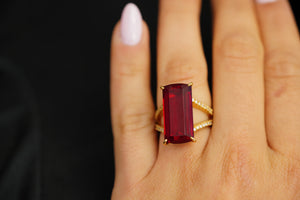 14k Synthetic Ruby & Diamond Ring