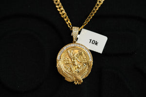 10k Pesos Round Pendant with Diamond Cut Chain