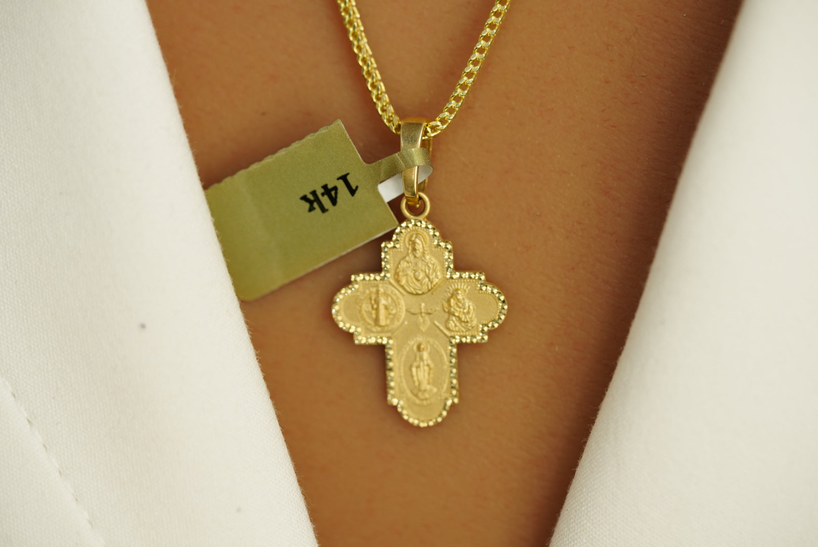 14k Franco Chain with Cross Pendant