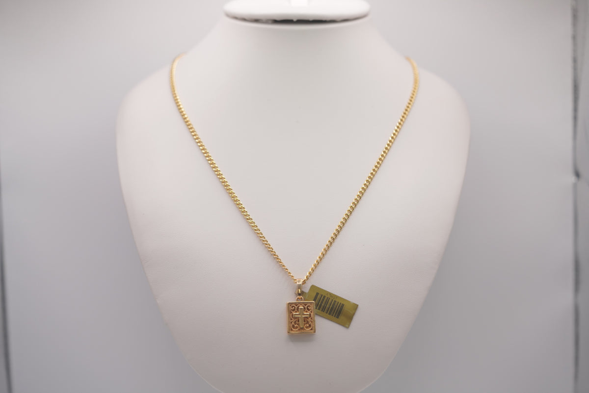 14k Cuban Link Chain with Pendant - Praise The Lord