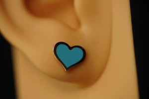 14k Blue Heart Stud Earring