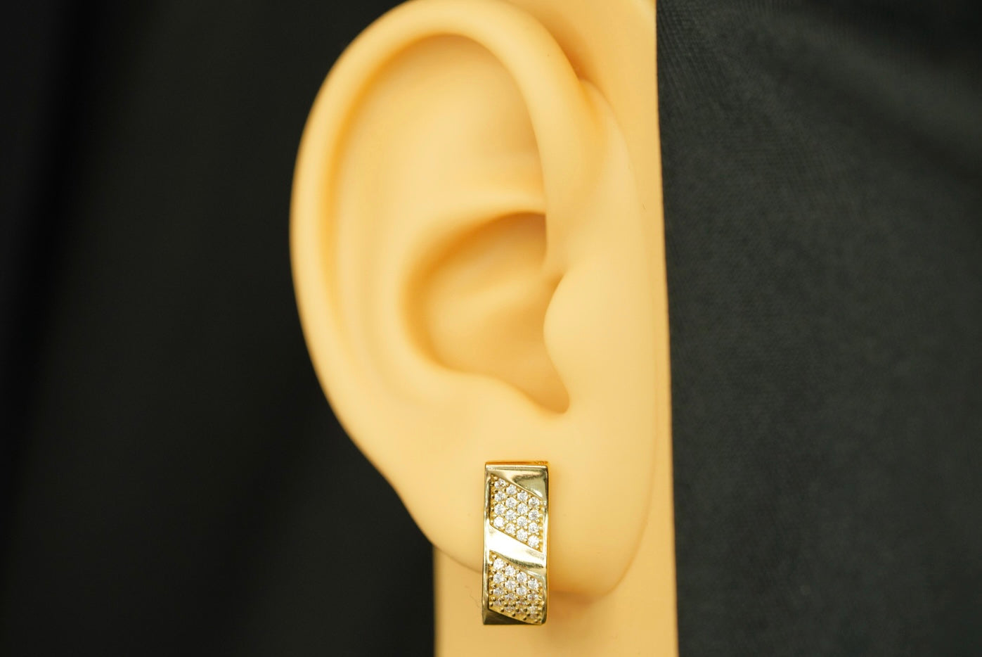 14k Curved Crystals Earrings