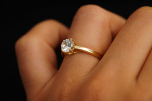 14k Crystal Engagement Ring